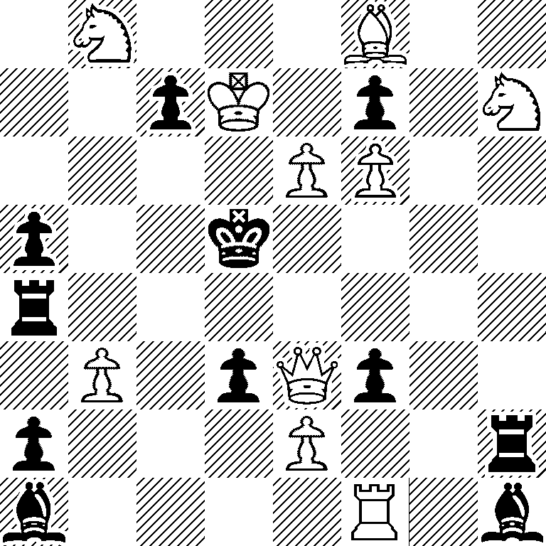 1N3B2/2pK1p1N/4PP2/p2k4/r7/1P1pQp2/p3P2r/b4R1b