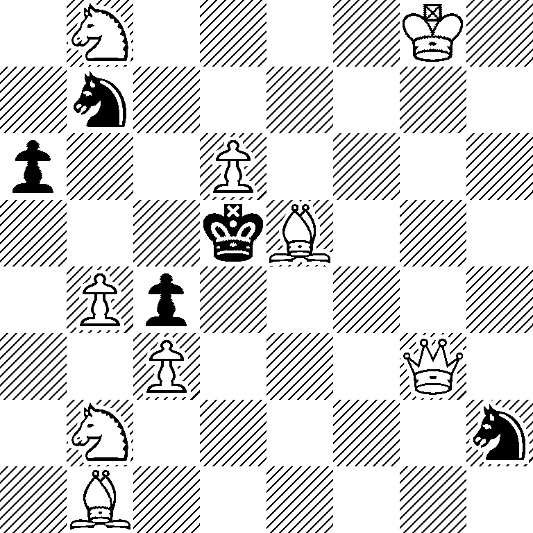 1N4K1/1n6/p2P4/3kB3/1Pp5/2P3Q1/1N5n/1B6