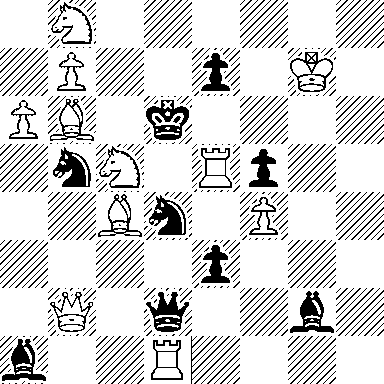1N6/1P2p1K1/PB1k4/1nN1Rp2/2Bn1P2/4p3/1Q1q2b1/b2R4