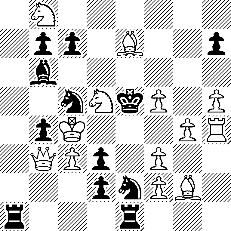 1N6/1pp1B2p/1b6/2nNkP1P/1pK3PR/1QPp1P2/3pnPB1/r3r3