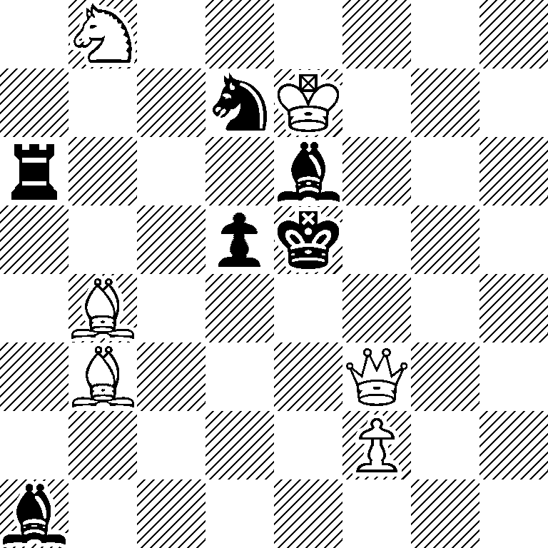 1N6/3nK3/r3b3/3pk3/1B6/1B3Q2/5P2/b7