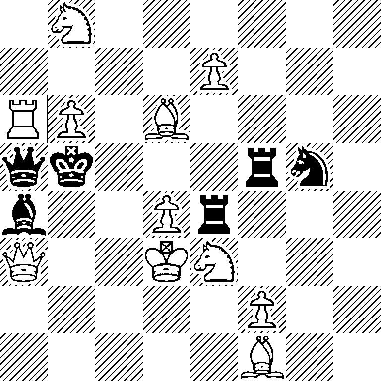 1N6/4P3/RP1B4/qk3rn1/b2Pr3/Q2KN3/5P2/5B2