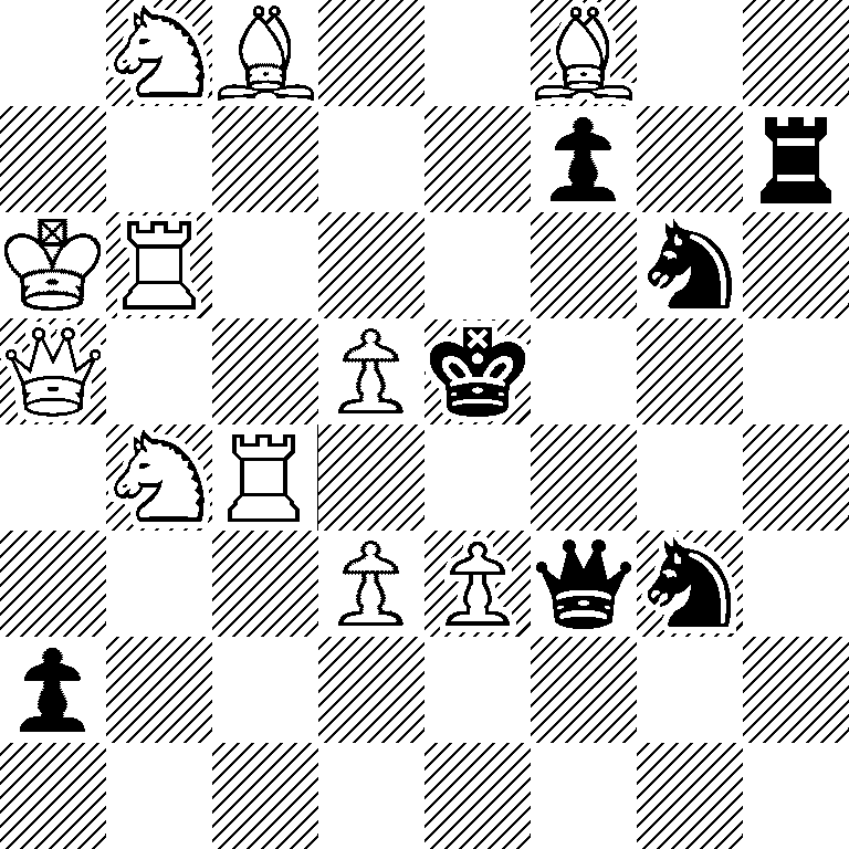 1NB2B2/5p1r/KR4n1/Q2Pk3/1NR5/3PPqn1/p7/8