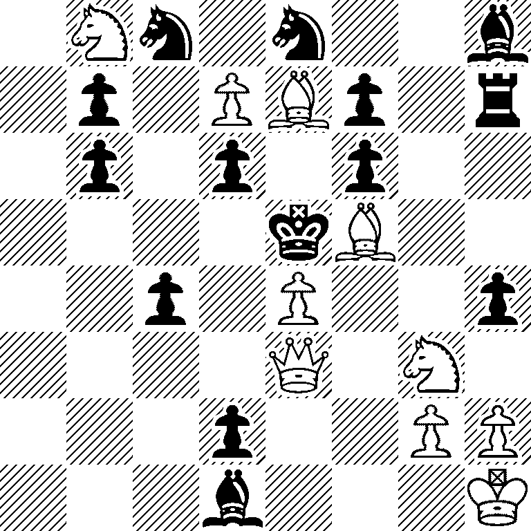 1Nn1n2b/1p1PBp1r/1p1p1p2/4kB2/2p1P2p/4Q1N1/3p2PP/3b3K
