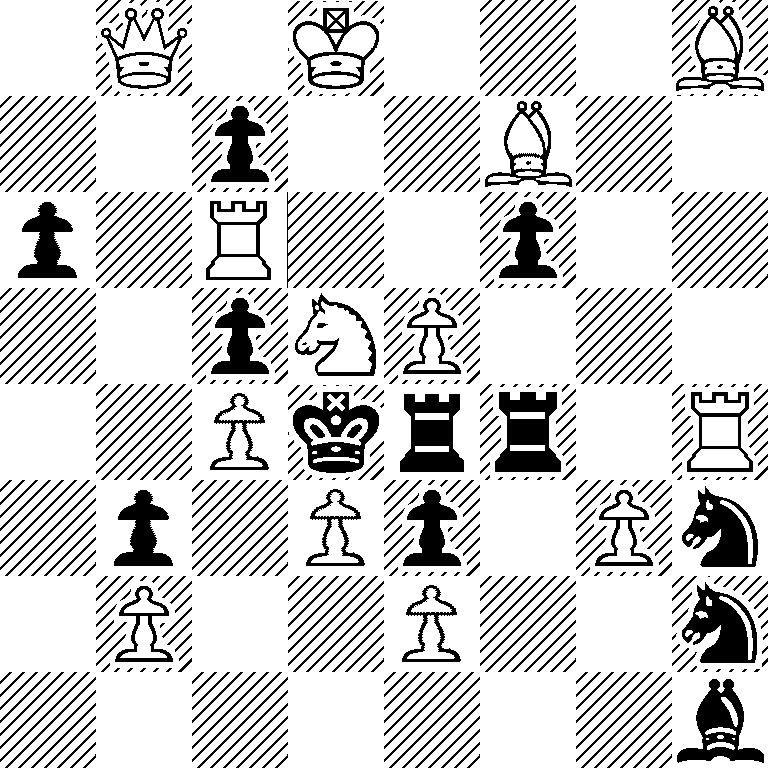 1Q1K3B/2p2B2/p1R2p2/2pNP3/2Pkrr1R/1p1Pp1Pn/1P2P2n/7b