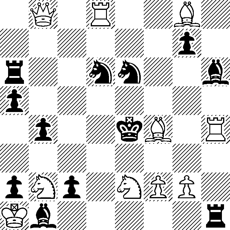 1Q1R2B1/6p1/r2nn2b/p7/1p2kB1R/8/pNp1NPP1/Kb5r
