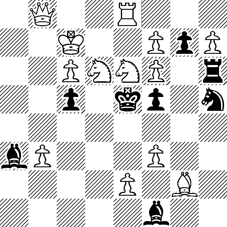 1Q2R3/2K2PpP/2PNNP1r/2p1kp1n/8/bP3P2/4P1B1/5b2