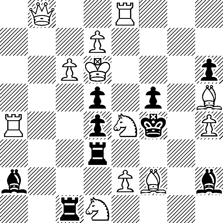 1Q2R3/3P4/2PK3p/3p1p1B/R2pNk1P/3r4/b3PB1b/2rN4