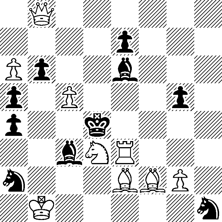 1Q6/4p3/Pp2b3/p1P3p1/p2k4/2bNR3/n3BBP1/1K5n