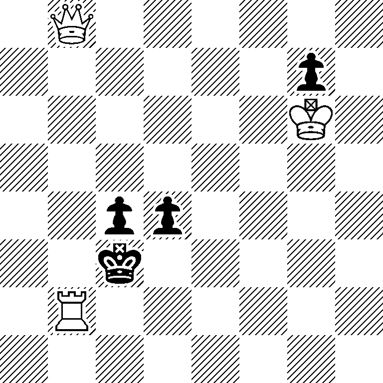 1Q6/6p1/6K1/8/2pp4/2k5/1R6/8
