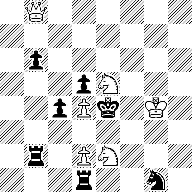 1Q6/8/1p6/3pN3/2pPk1K1/8/1r1PN3/3r2n1