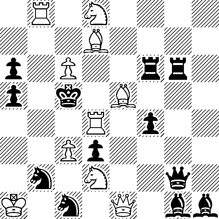 1R1N4/3B4/p1P2rr1/p1k1B3/3R1p2/2Pp4/1n1N2q1/K1n1Q1bb
