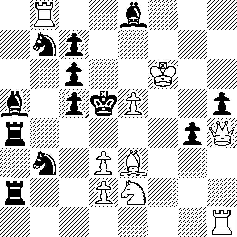 1R2b3/1np5/2p2K2/b1pkP2p/r5pQ/1n1PB3/r2PN3/7R