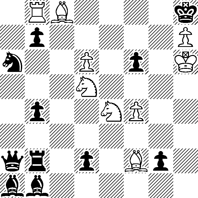 1RB4k/1p5P/n2P1p1K/3N4/1p2NP2/8/qr1p1Bp1/bb6