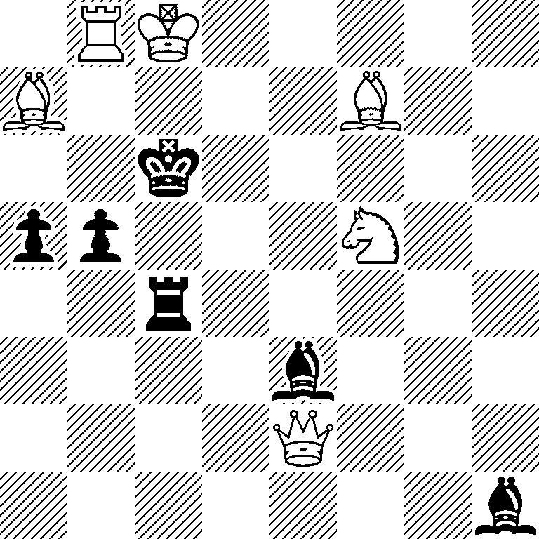 1RK5/B4B2/2k5/pp3N2/2r5/4b3/4Q3/7b