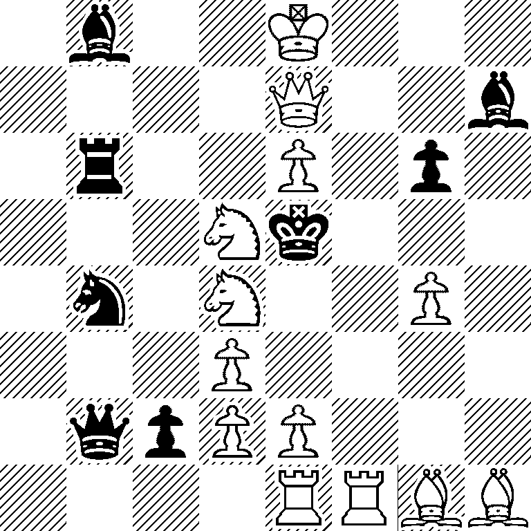 1b2K3/4Q2b/1r2P1p1/3Nk3/1n1N2P1/3P4/1qpPP3/4RRBB