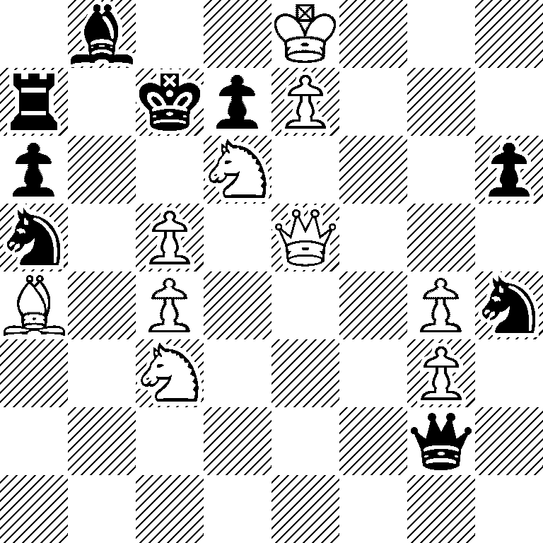 1b2K3/r1kpP3/p2N3p/n1P1Q3/B1P3Pn/2N3P1/6q1/8