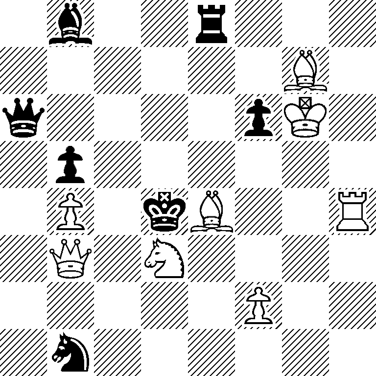 1b2r3/6B1/q4pK1/1p6/1P1kB2R/1Q1N4/5P2/1n6