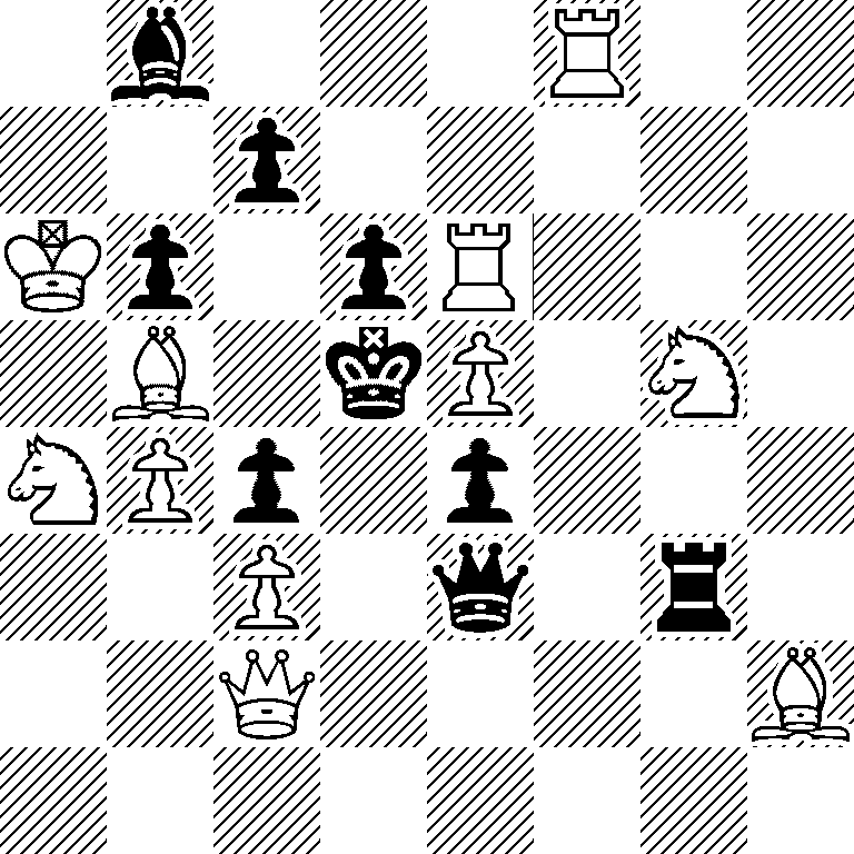 1b3R2/2p5/Kp1pR3/1B1kP1N1/NPp1p3/2P1q1r1/2Q4B/8