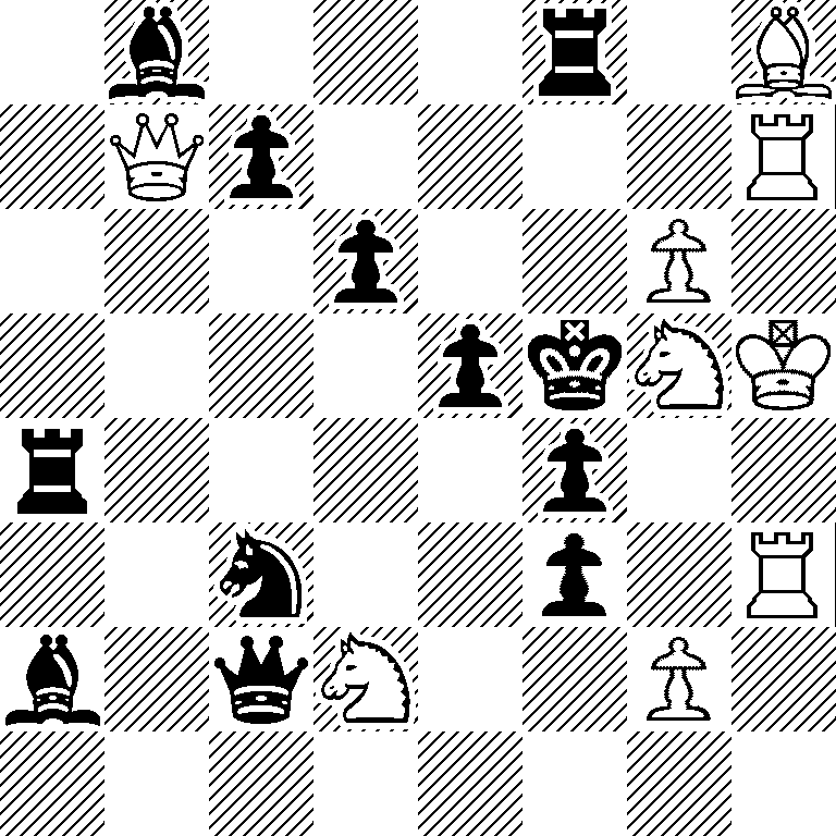 1b3r1B/1Qp4R/3p2P1/4pkNK/r4p2/2n2p1R/b1qN2P1/8