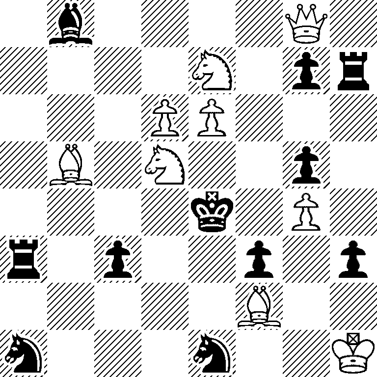 1b4Q1/4N1pr/3PP3/1B1N2p1/4k1P1/r1p2p1p/5B2/n3n2K