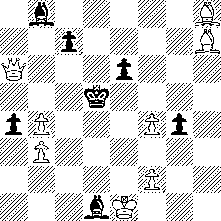 1b5B/2p4B/Q3p3/3k4/pP3Pp1/1P6/5P2/3bK3