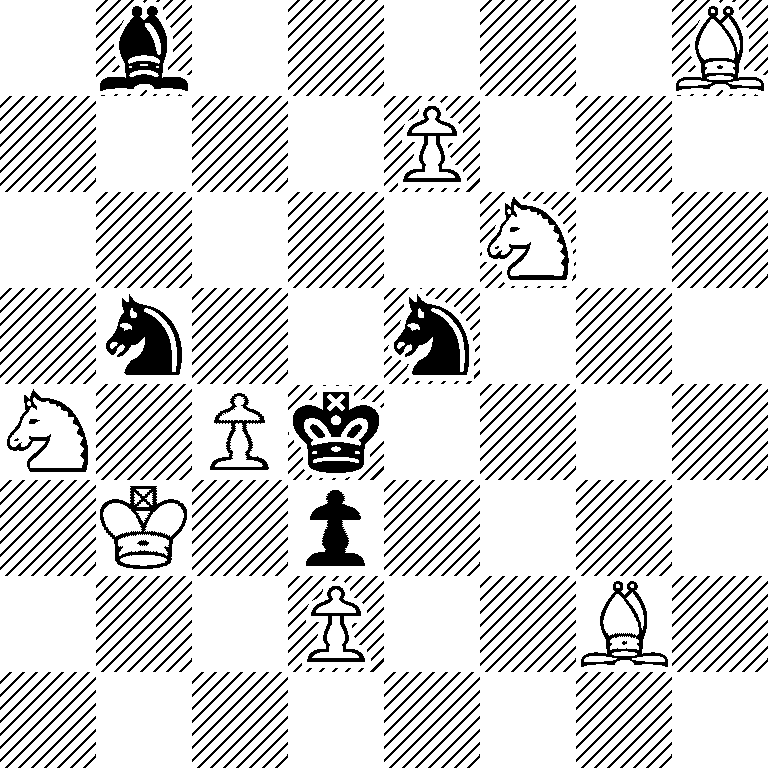 1b5B/4P3/5N2/1n2n3/N1Pk4/1K1p4/3P2B1/8