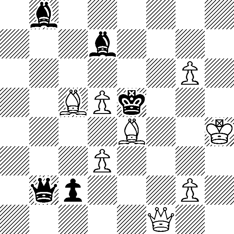 1b6/3b4/6P1/2BPk3/4B2K/3P4/1qp3P1/5Q2