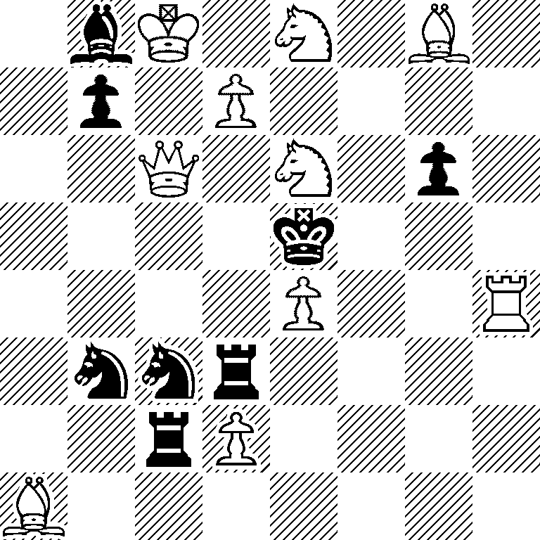 1bK1N1B1/1p1P4/2Q1N1p1/4k3/4P2R/1nnr4/2rP4/B7