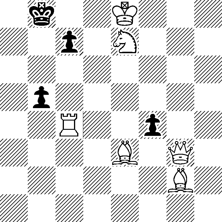 1k2K3/2p1N3/8/1p6/2R2p2/4B1Q1/6B1/8