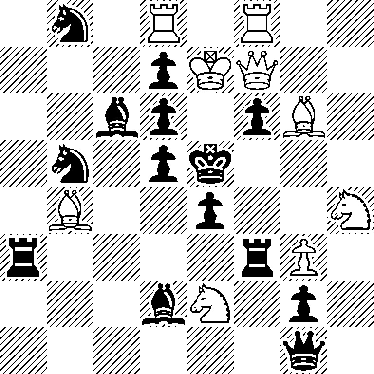 1n1R1R2/3pKQ2/2bp1pB1/1n1pk3/1B2p2N/r4rP1/3bN1p1/6q1