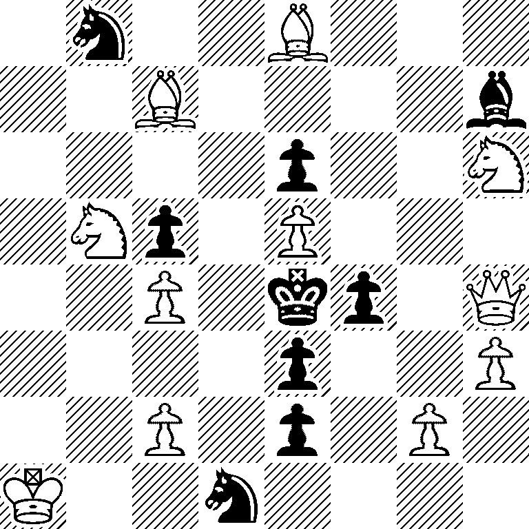 1n2B3/2B4b/4p2N/1Np1P3/2P1kp1Q/4p2P/2P1p1P1/K2n4