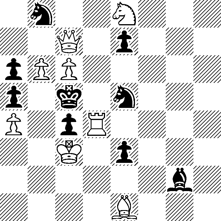 1n2N3/2Q1p3/pPP5/p1k1n3/P1pR4/2K1p3/6b1/4B3