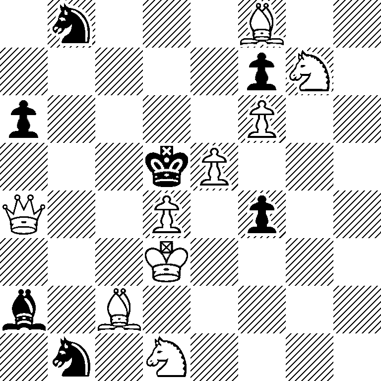 1n3B2/5pN1/p4P2/3kP3/Q2P1p2/3K4/b1B5/1n1N4