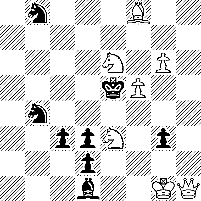 1n3B2/8/4N1P1/4kP2/1n6/2ppN1p1/3p4/3b2KQ