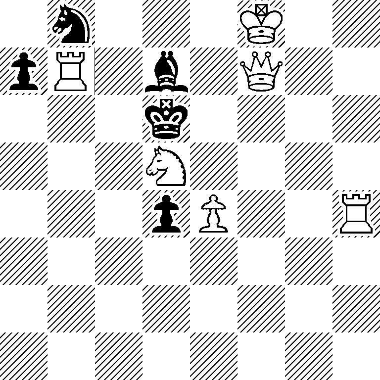 1n3K2/pR1b1Q2/3k4/3N4/3pP2R/8/8/8