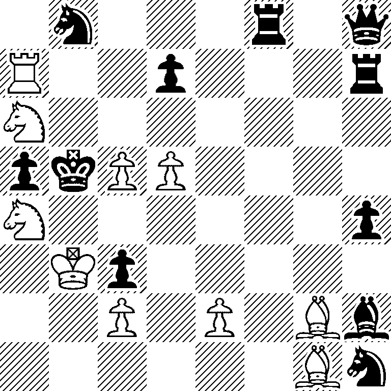 1n3r1q/R2p3r/N7/pkPP4/N6p/1Kp5/2P1P1Bb/6Bn