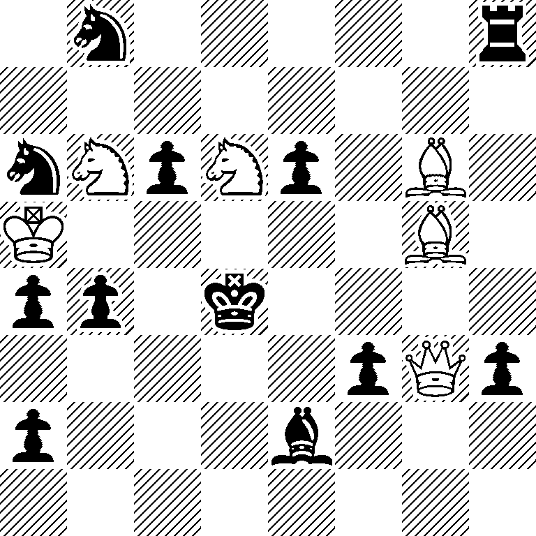 1n5r/8/nNpNp1B1/K5B1/pp1k4/5pQp/p3b3/8