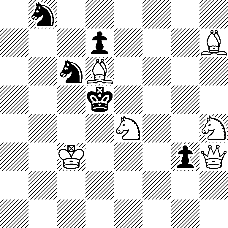 1n6/3p3B/2nB4/3k4/4N2N/2K3pQ/8/8