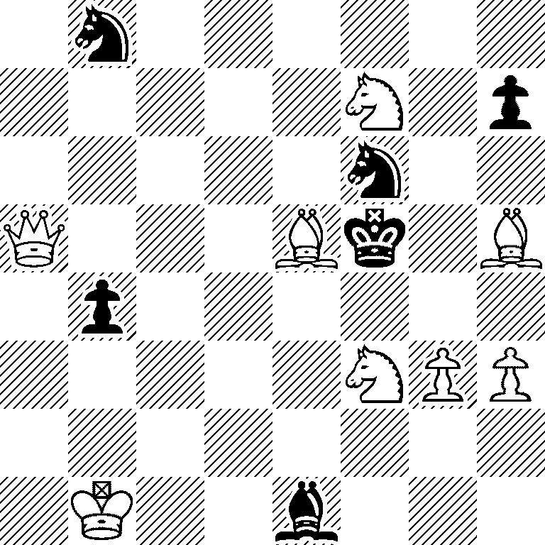 1n6/5N1p/5n2/Q3Bk1B/1p6/5NPP/8/1K2b3