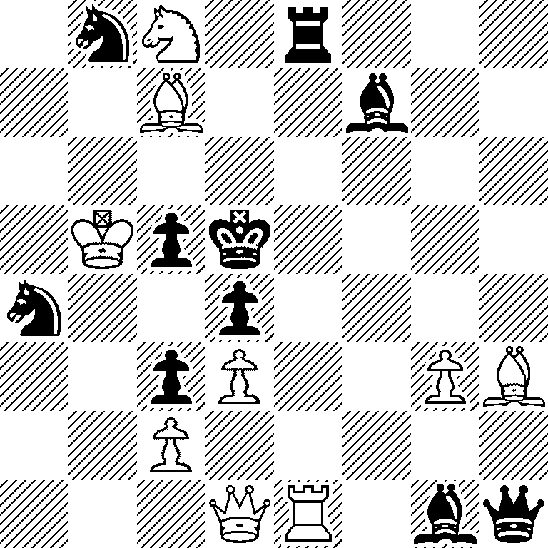 1nN1r3/2B2b2/8/1Kpk4/n2p4/2pP2PB/2P5/3QR1bq