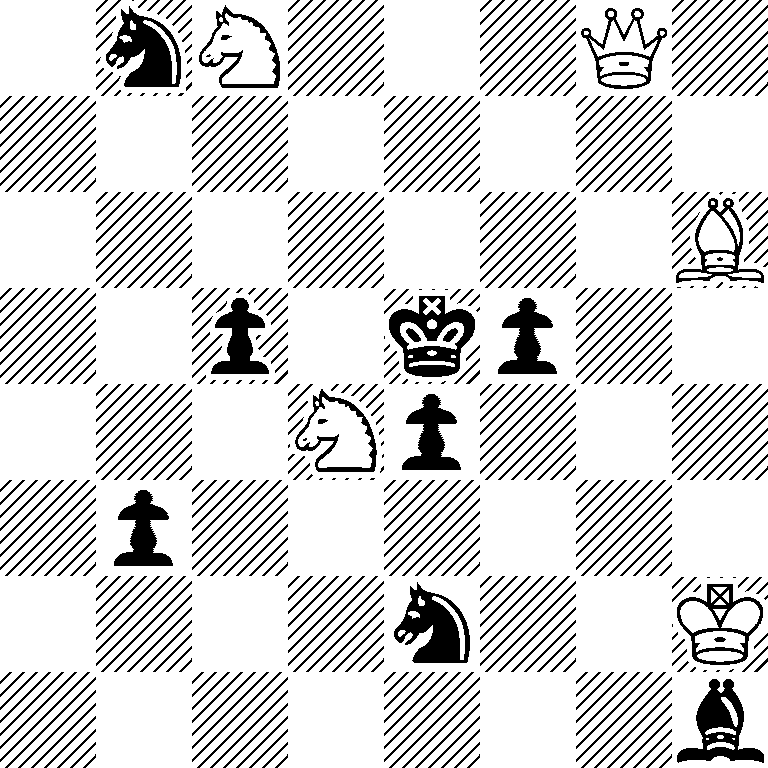 1nN3Q1/8/7B/2p1kp2/3Np3/1p6/4n2K/7b