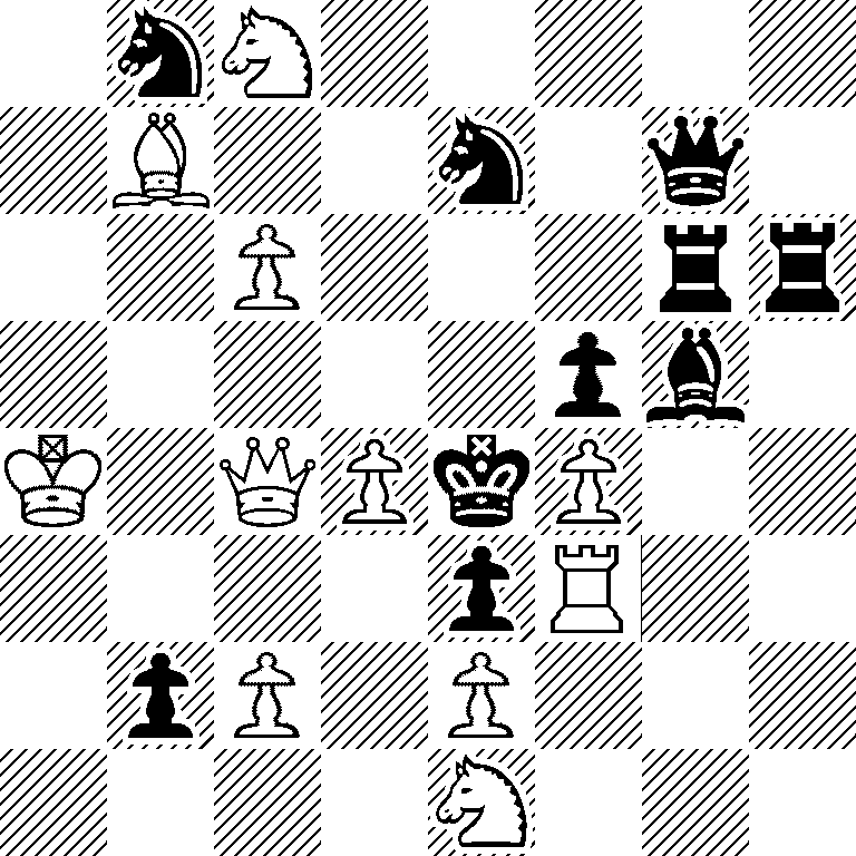 1nN5/1B2n1q1/2P3rr/5pb1/K1QPkP2/4pR2/1pP1P3/4N3