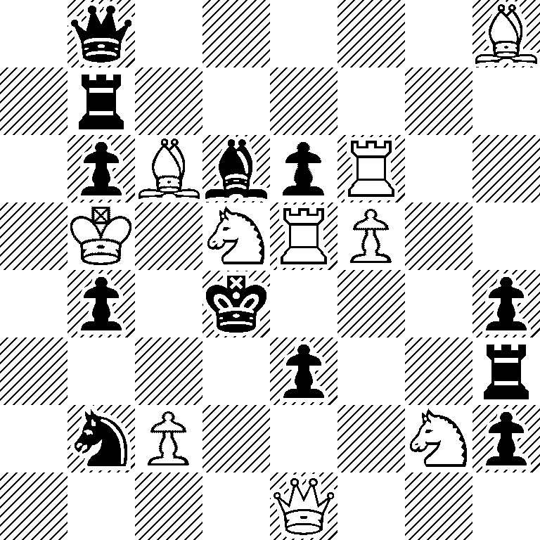 1q5B/1r6/1pBbpR2/1K1NRP2/1p1k3p/4p2r/1nP3Np/4Q3
