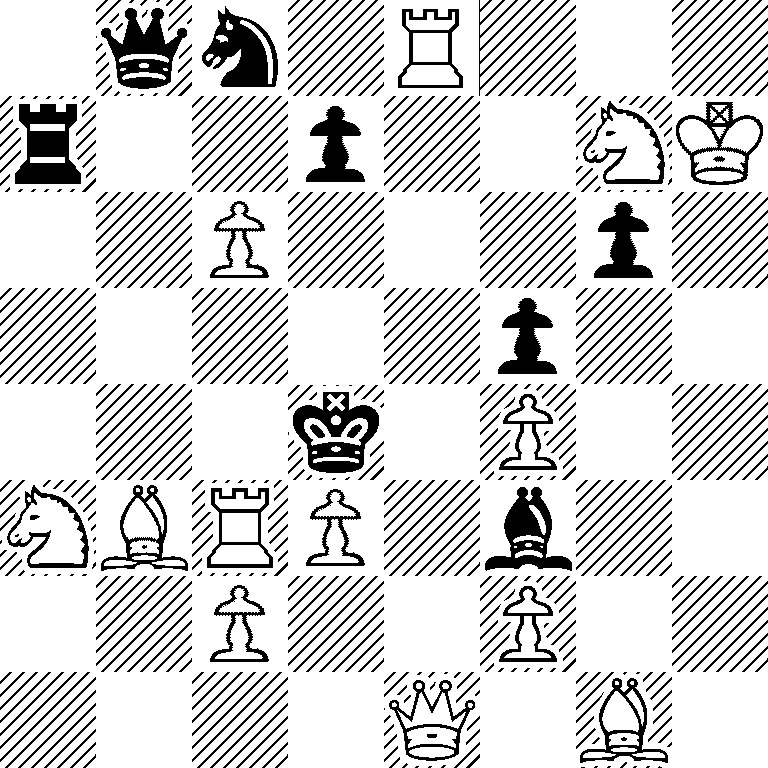 1qn1R3/r2p2NK/2P3p1/5p2/3k1P2/NBRP1b2/2P2P2/4Q1B1