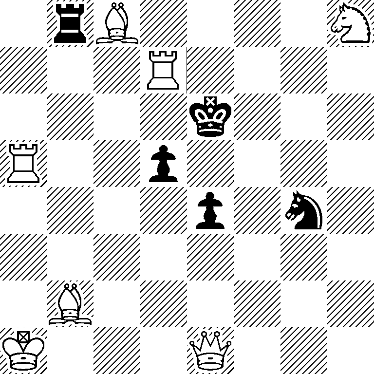 1rB4N/3R4/4k3/R2p4/4p1n1/8/1B6/K3Q3