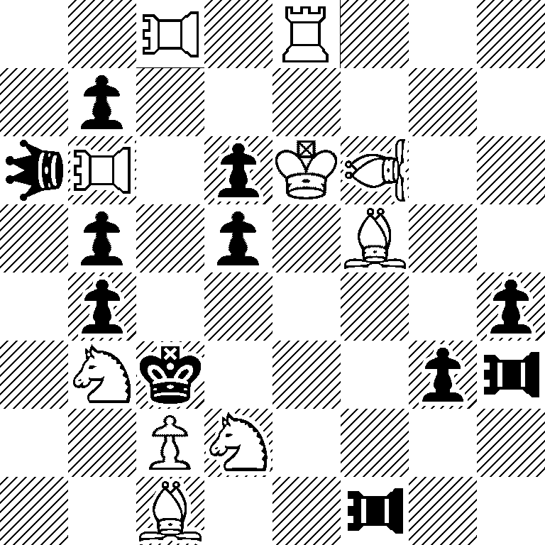 2*3R1R3/1p6/*3q*3R1pK*3B2/1p1p1B2/1p5p/1Sk3p*3r/2PS4/2B2*3r2