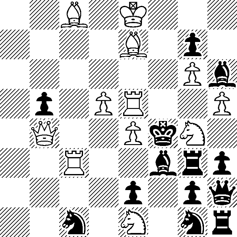 2B1K3/4B1p1/6Pb/1p1PR2P/1Q2PkN1/2R2brp/4p1pq/2n1N1nr