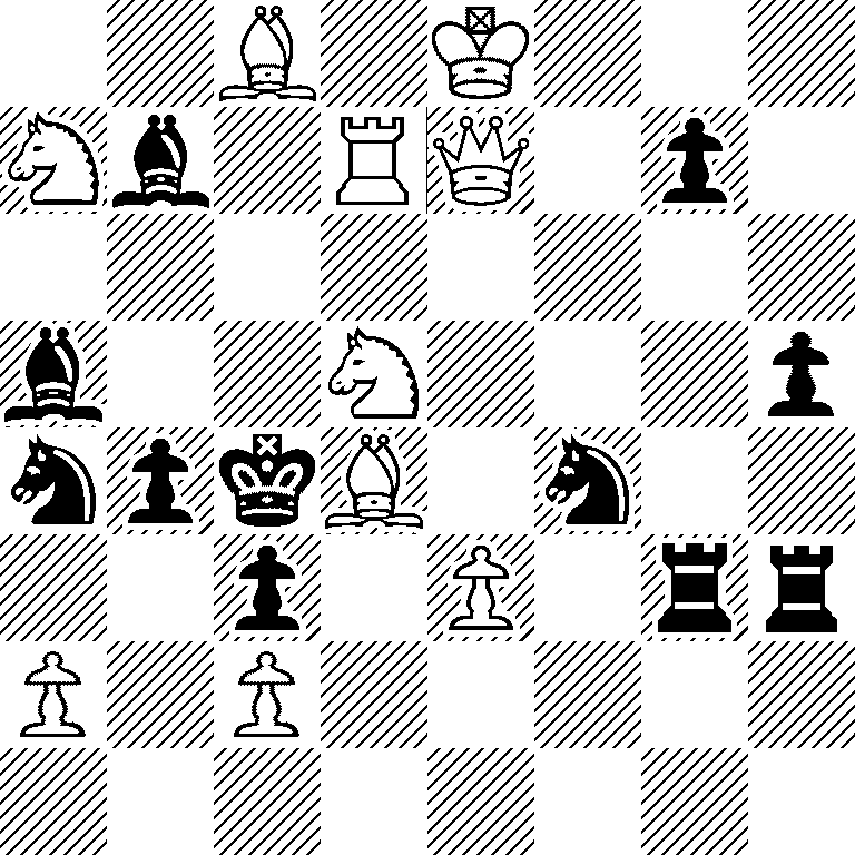 2B1K3/Nb1RQ1p1/8/b2N3p/npkB1n2/2p1P1rr/P1P5/8