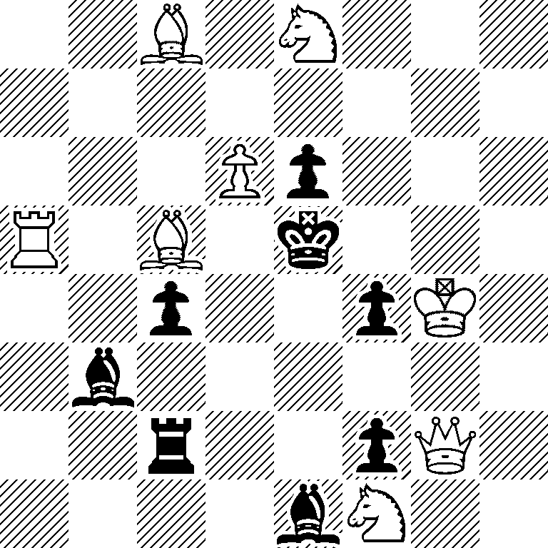 2B1N3/8/3Pp3/R1B1k3/2p2pK1/1b6/2r2pQ1/4bN2